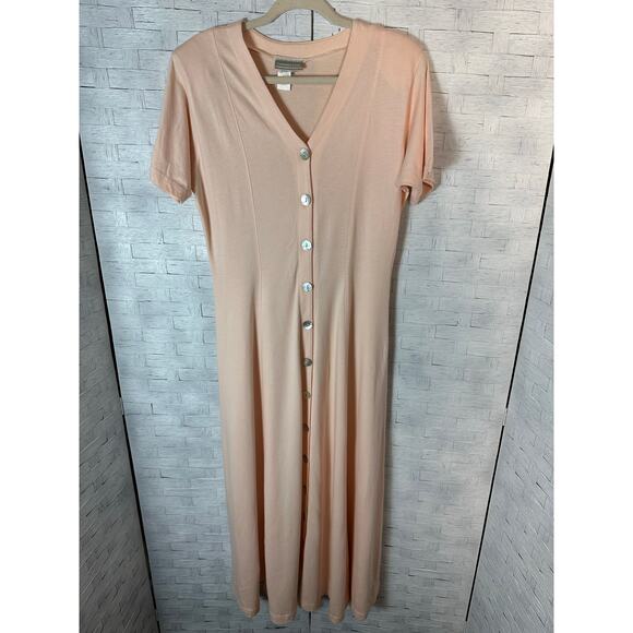 Vintage Coldwater Creek fit & flare dress peach V-neck button-down plus size ￼ - Picture 1 of 10